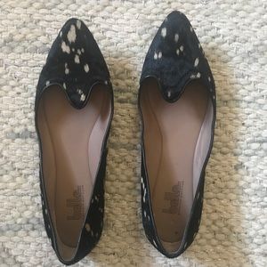 Belle Black/Cream cowhide flats